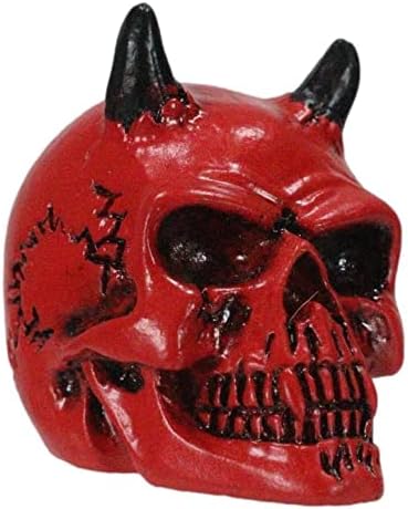 Ebros Gift Black Kiss Horned Demon Crimson Hell Fire Vampire Pit Lord Skull Miniature Figurine 1.25" Long Hellboy Skeleton Inferno Ossuary Macabre Sculpture - skull figurine