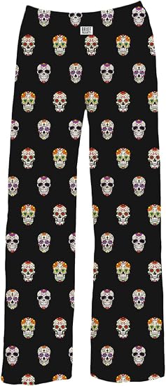 BRIEF INSANITY Día de Muertos Lounge Pajama Pants for Men & Women, X-Large - skull pajamas