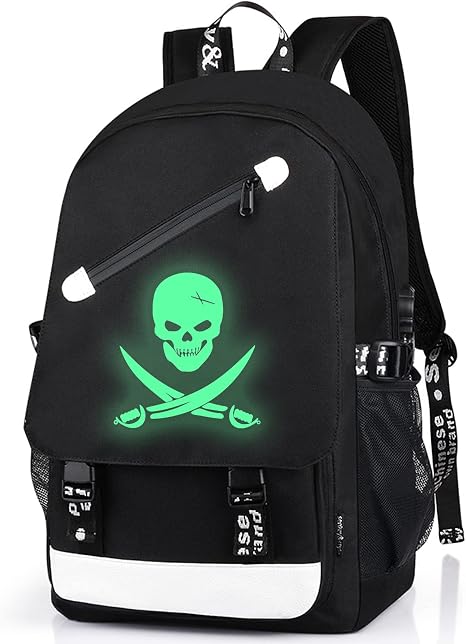 Anime Skull Backpack for Boys, School Bags Glow Bookbags for Teenagers