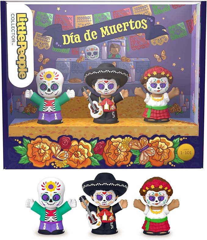 Little People Collector Día de Muertos Special Edition Set in a Display Gift Package for Adults & Kids, 3 Figures - skull figurine