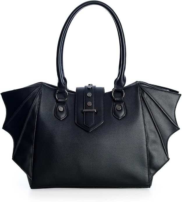 Lost Queen Women's Gothic Annabelle Bat Handbag Winged Crossbody Purse Black Shoulder Bag - sugar skull handbags for sale