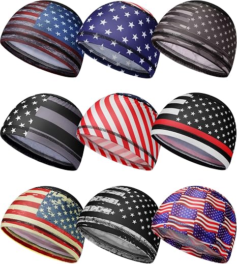 9 Pcs Cooling Skull Cap Liner Sweat Wicking Cycling Cap for Men - skull helmet