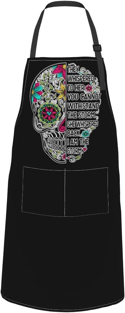 Men Women Apron, Waterproof Fabric, Adjustable Drawstring - skull painting