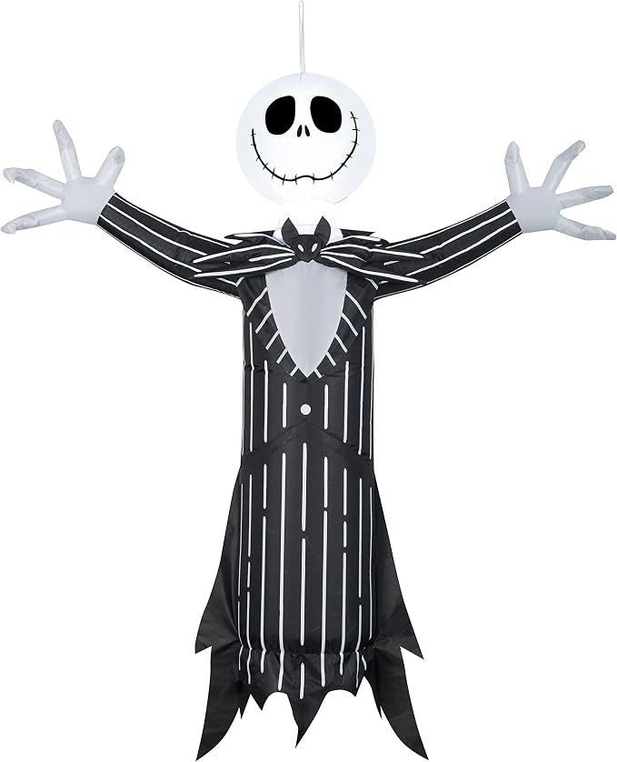 Gemmy Airblown Inflatable Hanging Jack Skellington, Black - skull inflatable