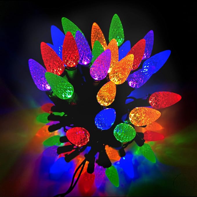 Christmas C3 Bulbs Light String 50 LED Multicolor Strawberry Xmas Tree Outdoor Indoor Waterproof Decoration Plug in 18 Feet Used for Patio Party Festive Courtyard Home (Multicolor) - string light