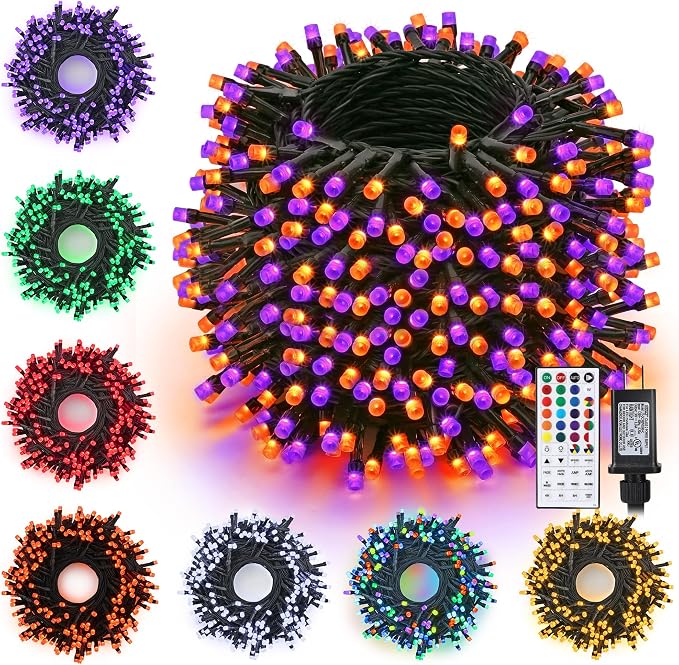 Toodour Halloween Lights RGB String Light, 131ft 350LED Orange Purple Light - string light