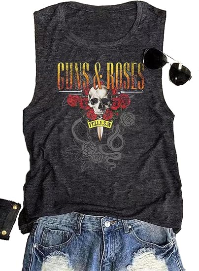 VKEGNIO Vintage Flower Tank Top Women Summer Graphic Sleeveless Tops Tank Bohemian Cute Print Casual Summer Shirts - skull tshirt