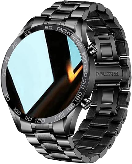 Men Smart Watch for Android iOS, Bluetooth Calls Voice Chat with Heart Rate/Sleep Monitor Fitness Tracker, 1.3" Full Touch Screen IP67 Waterproof Stainless Steel Activity Tracker for Men - skull watch