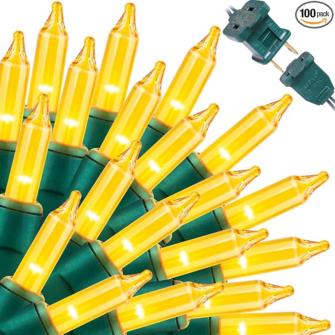 LAMPHOME Christmas String Light,100 Count Incandescent Mini String Light for Indoor & Outdoor Use (Yellow) - string light