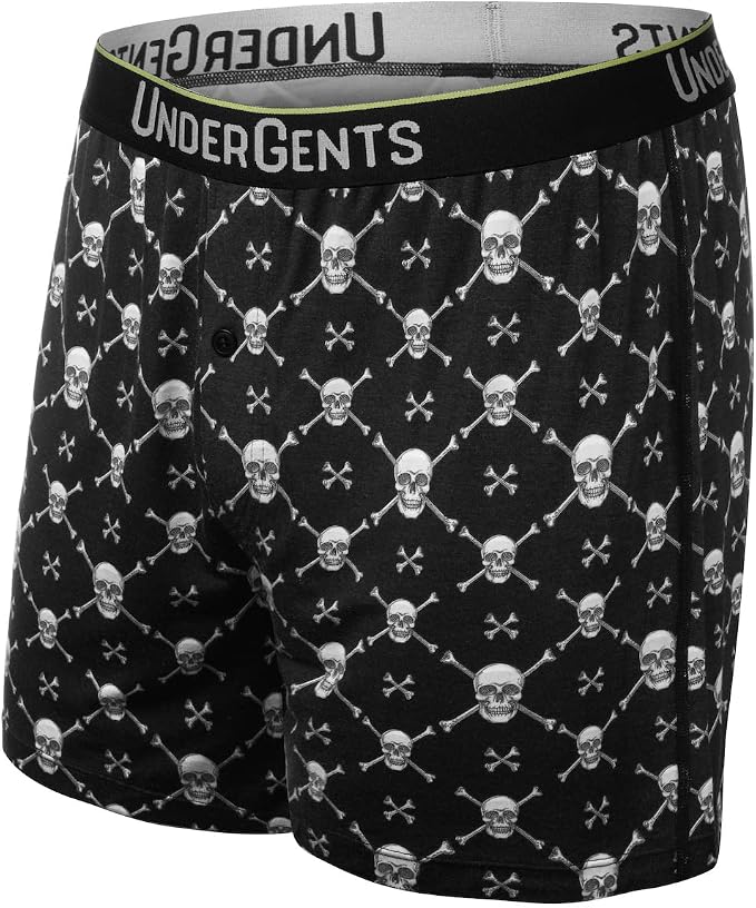 UnderGents Men's Ultra-Soft Boxer Short. Freedom & Cooling Comfort Underneath - skull swimsuit