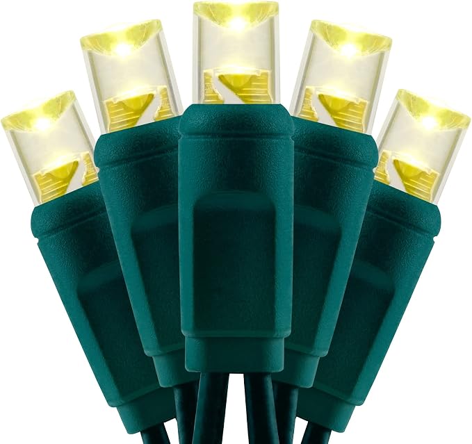 YULETIME 100 Warm White Christmas Lights, 33 ft One-Piece LED String Light - string light