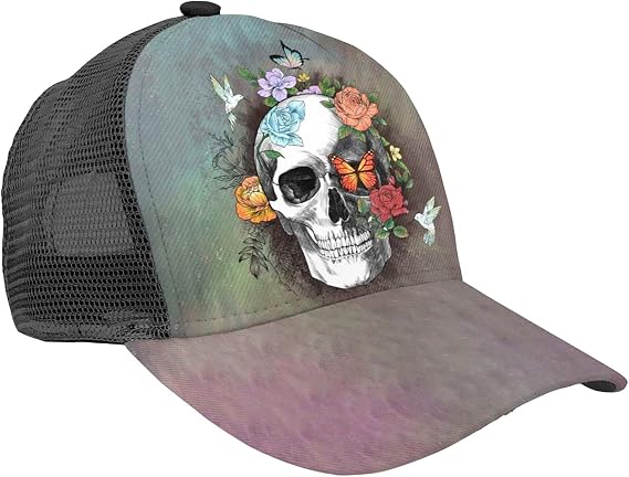 Sugar Skull Baseball Cap Adjustable Dad Hat Trucker Hat Outdoor Cap Sun Hats for Men Women - skull hat