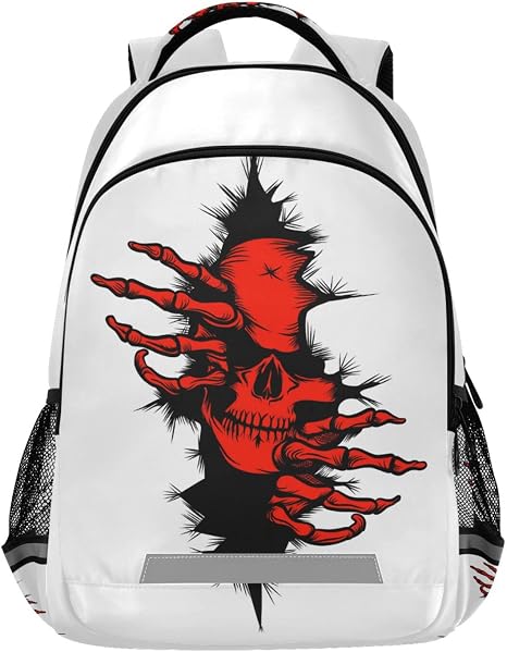 Backpack Grunge Skull Day Of The Dead Red School College Backpack Laptop Casual Daypack - skull backpack