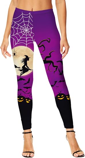 Deerose Halloween Women Leggings Costume High Waist Tight Pants - skull leggings