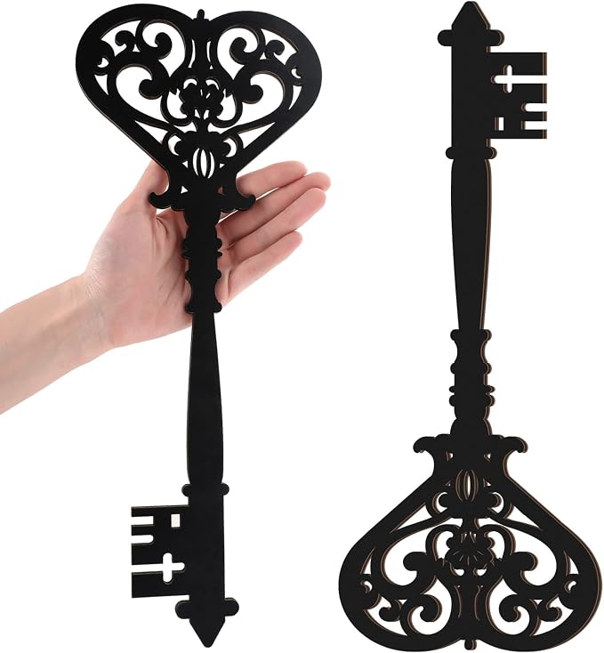 Chunful 2 Pcs Halloween Large Skeleton Key, 13.78 x 5.91 Inch, Black - skull wall art