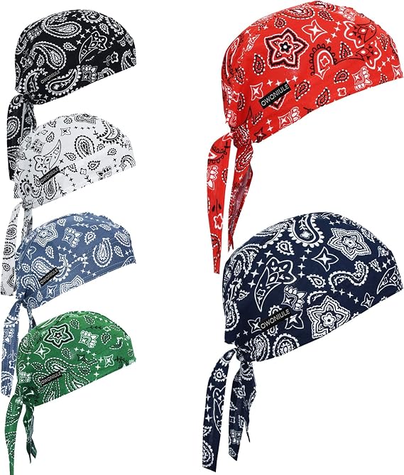 Cotton Doo Rag Skull Cap Sweat Wicking Head Wraps Breathable Helmet Liner Beanie Dew Rags for Men - skull helmet