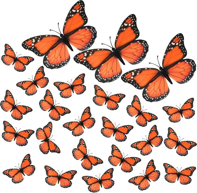 AQUEENLY Monarch Butterfly Decorations Orange Butterflies for Crafts DIY - skull figurine