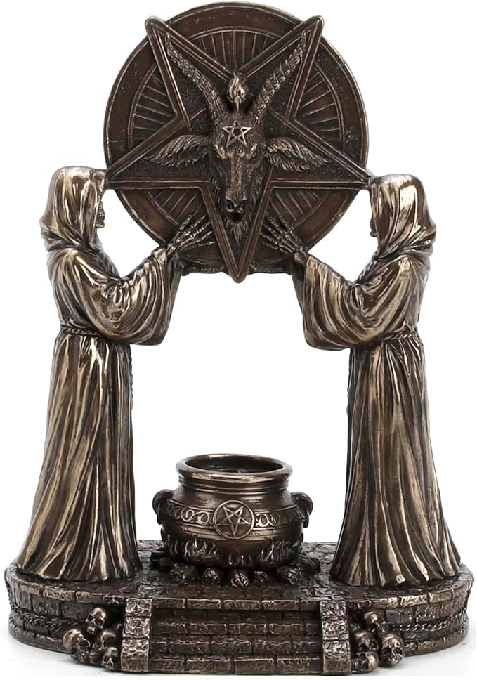 Veronese Design 7 1/4" Sigil of Baphomet Occult Altar Backflow Incense Burner Resin Sculpture Bronze Finish - skull incense burner