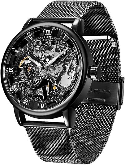 Men’s Mesh Strap Mechanical Skeleton Watch