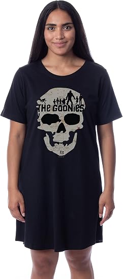 INTIMO The Goonies Womens' Movie Film Skull Treasure Map Nightgown Sleep Pajama Shirt - skull pajamas