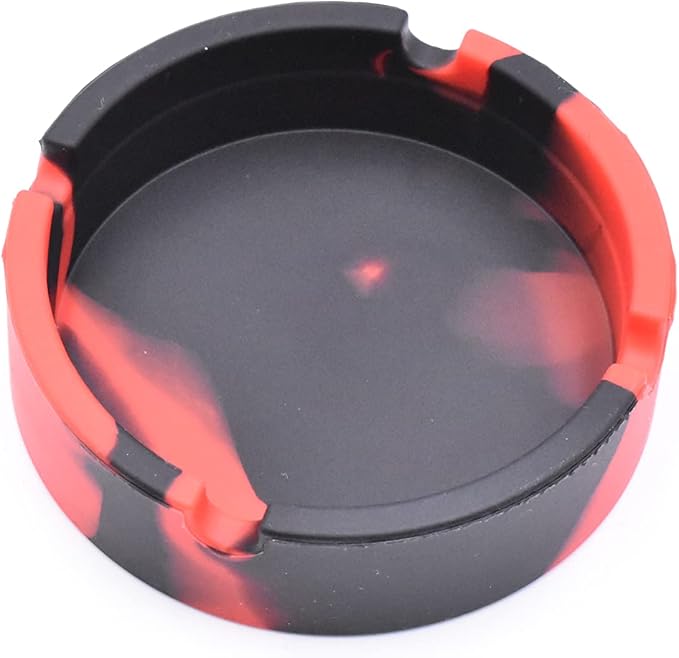 Camo Silicone ashtray,High Temperature Resistant Silicone Round Ashtray Smoking Accessories Cigars Cigarettes Ash Tray for Cigarettes Outdoor/Patio/Outside/Indoor/Office/Home Decor Using(Black Red) - skull ashtray