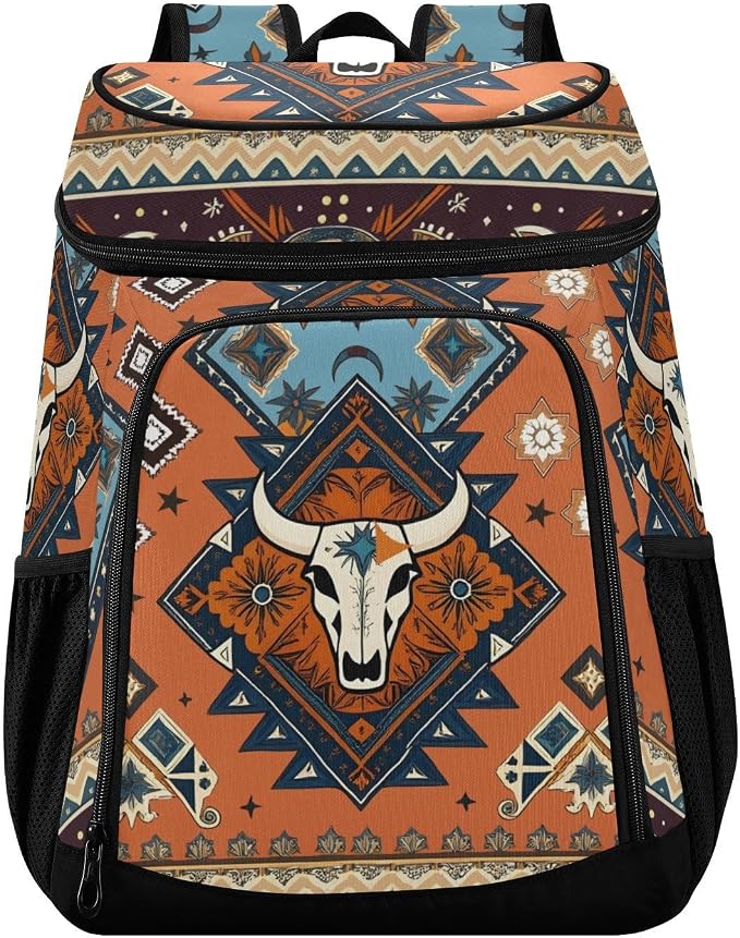 ALAZA Cooler Backpack Reusable Insulated Lunch Bag with Adjustable Shoulder Strap for Women Men Picnic Work College Hiking Camping Office Beach - skull backpack