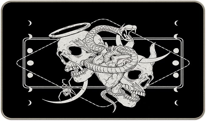 Gothic Skull Skeleton Entrance Door Mat 17x30 Inch Doormats Decor, Gothic Goth Art Home Front Door Porch Outdoor Indoor Decorations - skull door mat