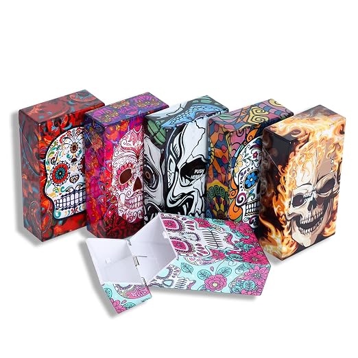 Cigarette Case/Box -100’s King Size Cigarette Holder Case Skull Style Box(6 Boxes) (100’s-6Boxes)