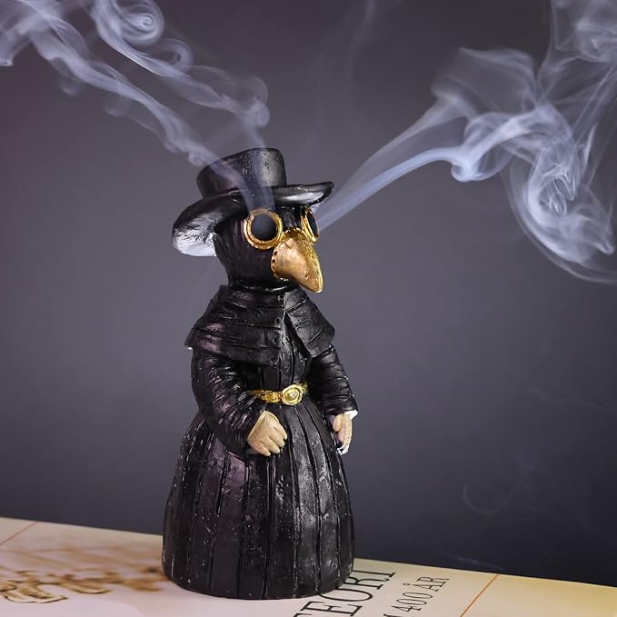 Plague Doctor Incense Holder, Plague Doctor Cone Burner Eyes Will Smoke - skull incense burner