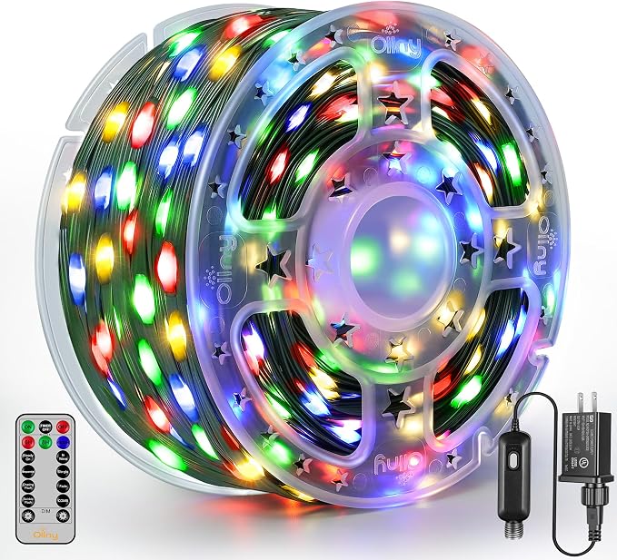 Ollny Christmas Lights 1000 LED 330 FT, IP67 Waterproof Plug in Christmas Tree Lights with Remote, 8 Modes, 3 Timers, Dimmable, House Xmas Indoor Decorations Outdoor Christmas Lights (Multicolored) - string light