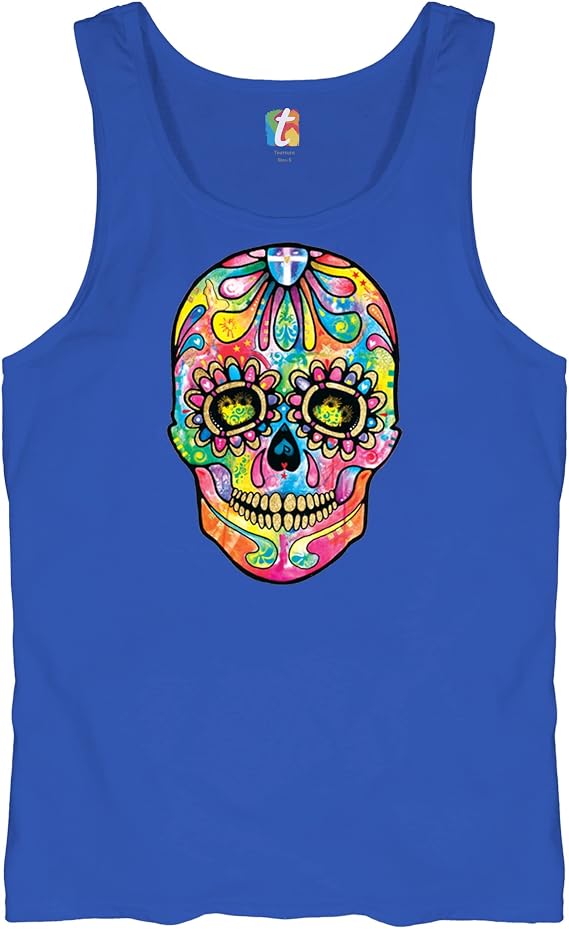 Dean Russo Sugar Skull Tank Top Day of The Dead Neon Calaver Men's Top - skull tank tops