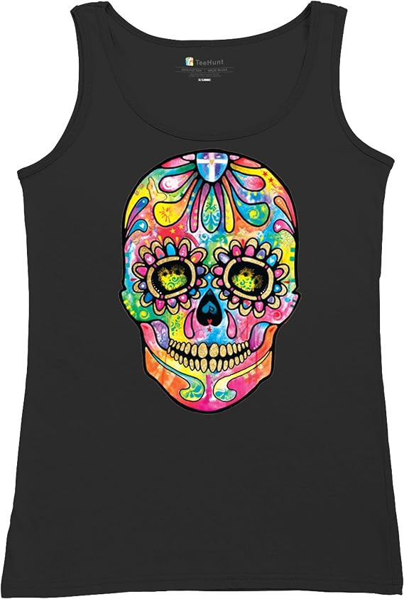 Dean Russo Sugar Skull Women's Tank Top Day of The Dead Neon Calaver - skull tank tops