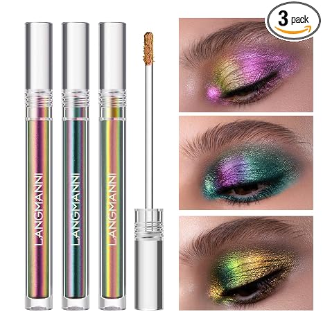 3Pcs Liquid Chameleon Eyeshadow Set, Holographic Multichrome Makeup - sugar skull makeup