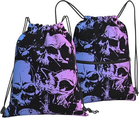 Skeleton Drawstring Bag, Skeleton Fashion Drawstring Backpack, Light Sackpack String Bag Cinch Waterproof Sackpack for Sport Gym Beach Shopping Yoga - string light