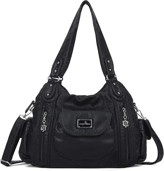 Angel Kiss Women Handbags Shoulder Bags Washed Leather Satchel Tote Bag Mutipocket Hobo Purse - sugar skull handbags for sale