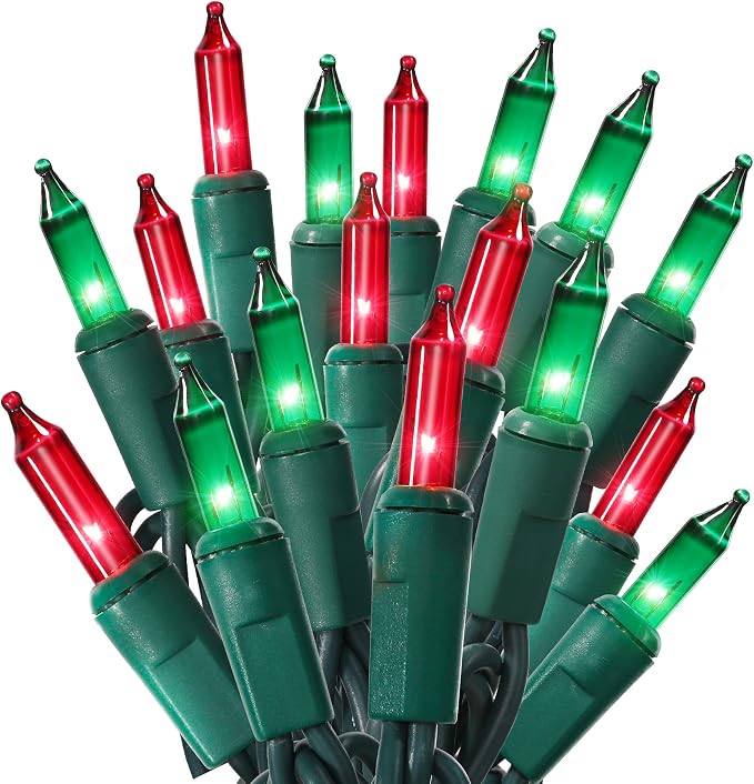 ODEETRONIC Red & Green Christmas String Lights 21.63 ft 100 ct Incandescent - string light