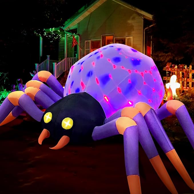 DomKom 8FT Halloween Inflatable Decorations Spider, Build-in Magic LED Lights Holiday Blow Up Yard Decoration for Halloween Holiday Party Outdoor,Garden Yard Lawn Decor - skull inflatable
