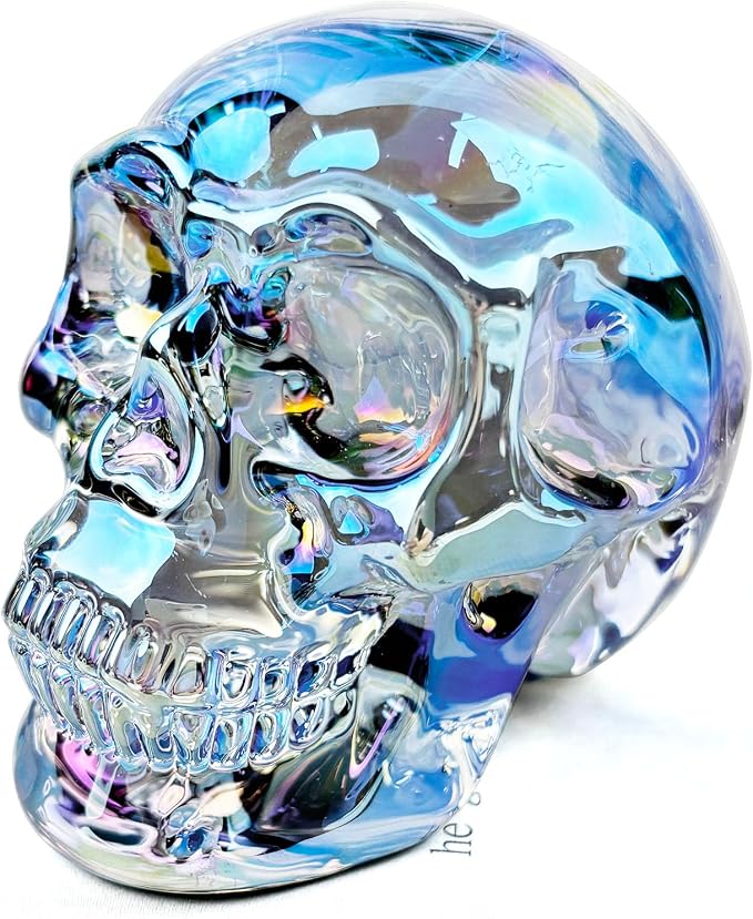 Crystal Skull Head Statue K9 Glass Skull Figurine Collectible Home Decor - skull figurine