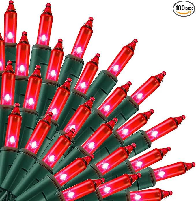Uptotop Christmas 100 Count String Light, 20FT Plug in Waterproof String Light Decorations for Party Carnival Supplies, Outdoor Yard Garden Decor (RED) - string light