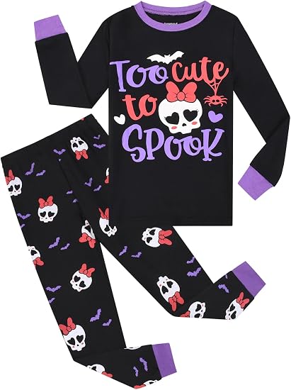 Joyond Boys Girls Halloween Pajamas Thanksgiving Pjs Glow-in-the-Dark 100% Cotton Kids Holiday Sleepwear Size 2T-14Years - skull pajamas