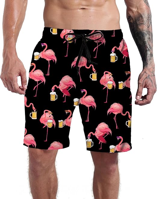Goodstoworld Men's Novelty Swimtrunks Quick Dry 3D Printed Mesh Lining Beach Board Shorts with Pockets S-4XL - skull swimsuit