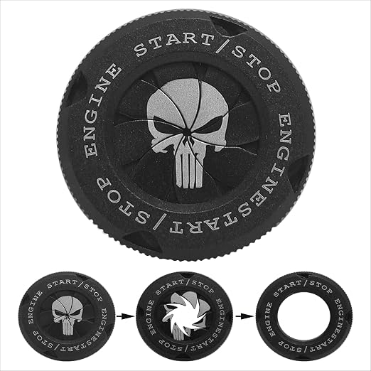 Skull Rotary Car Engine Start Stop Push Button Ignition Cover Anti-Scratch Universal Spin Protector Gear Shape Decor Ring - skull sticker