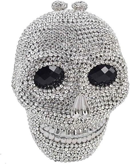 DJBM Rhinestone Skull Clutch Purse for Women, Halloween Evening Bag - sugar skull handbags for sale