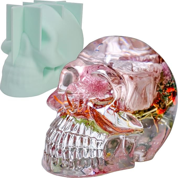 Skull Silicone Molds, 3D Extra Large Skeleton Skull Epoxy Resin Molds for Casting Arts Crafts, Home Decor, Parties and Holidays - skull candle