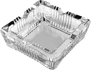 Square Crystal Ashtray, Classic Design, Large Home Ashtray for Cigarettes & Outdoor (4.1 inch) - skull ashtray