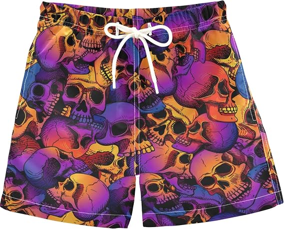 visesunny Boys Surfing Board Shorts Quick Dry Boys Swim Shorts s Swim Trunks Size from 2T to 14/16 - skull swimsuit