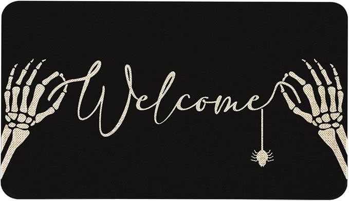 Roszwtit Halloween Goth Skull Welcome Door Mat for Home Decor 30 X 17 Inch