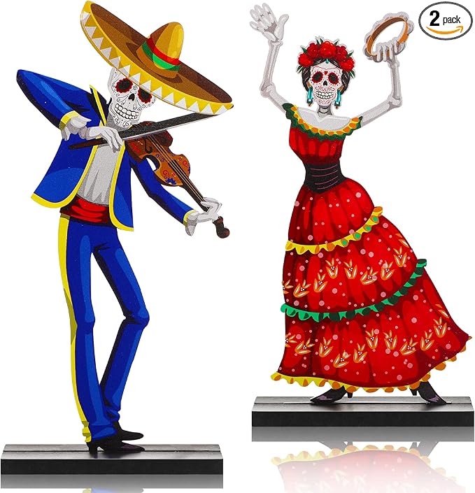 Vicenpal 2 Pieces Day of the Dead Decoration Dia de Los Muertos Decor,Skull - skull inflatable
