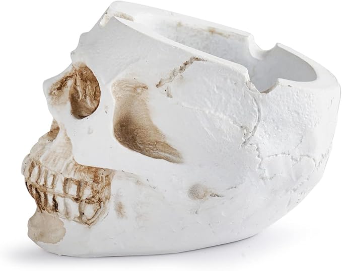 Polyresin Sugar Skull Ashtray, Hand‑Painted Human Ash for Bar Decor