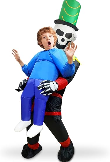 Camlinbo Inflatable Kids Halloween Costume, Blow Up Skeleton Alien Costume for Halloween Scary Boys Girl Cosplay Party